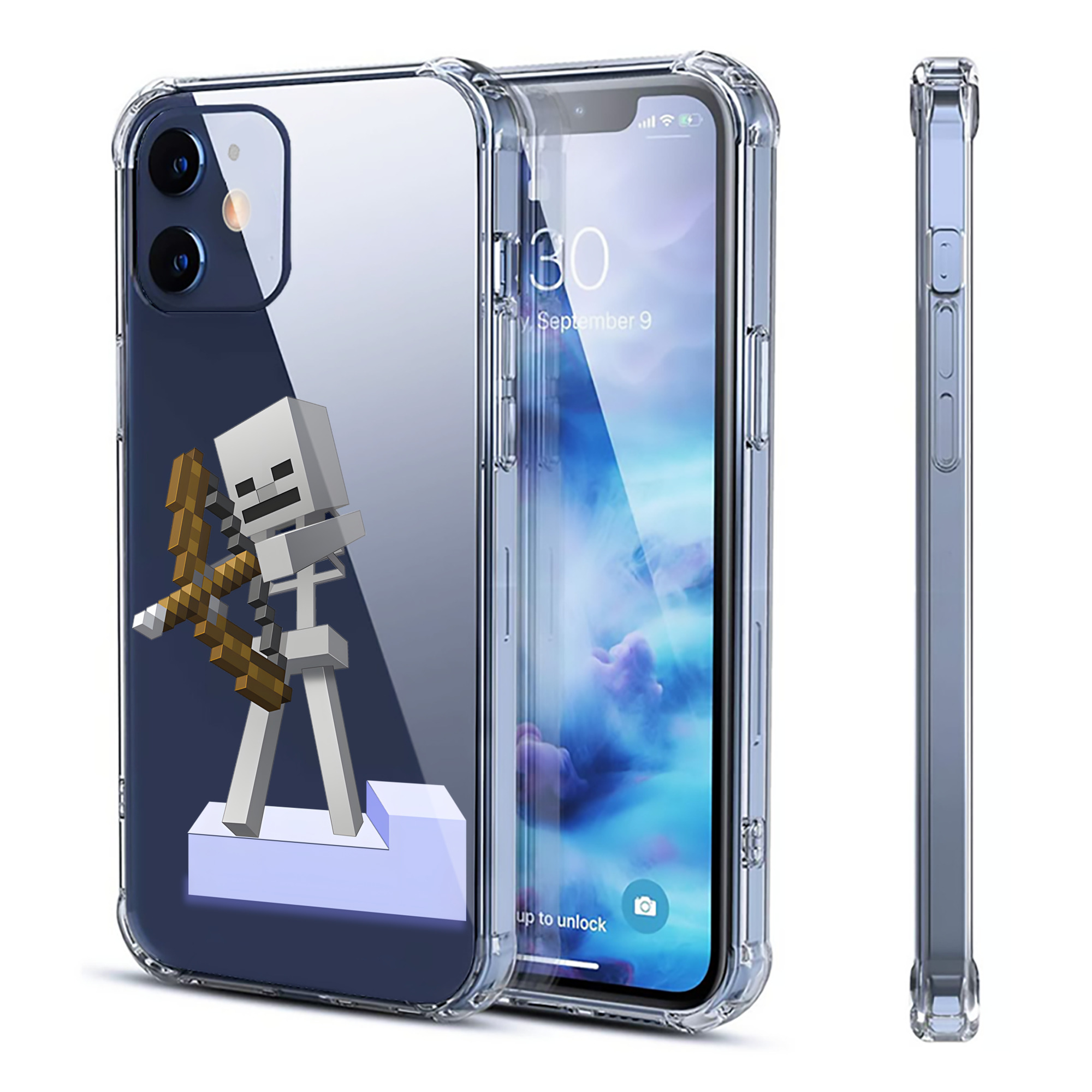 （画像用） マインクラフト ブロックの世界 Minecraft MC Block world 【iPhone 12シリーズ対応】透明スマホケース（クリアソフトケース）